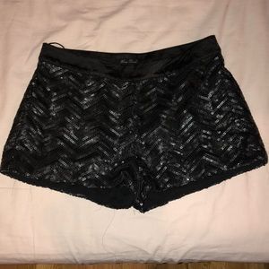Black sequin dress shorts